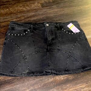 Wild Fable Black Denim Mini Skort with Stud Details